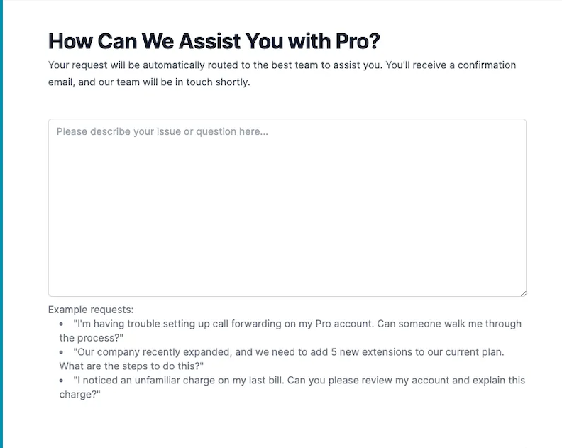 Request Assistance from VirtualPBX