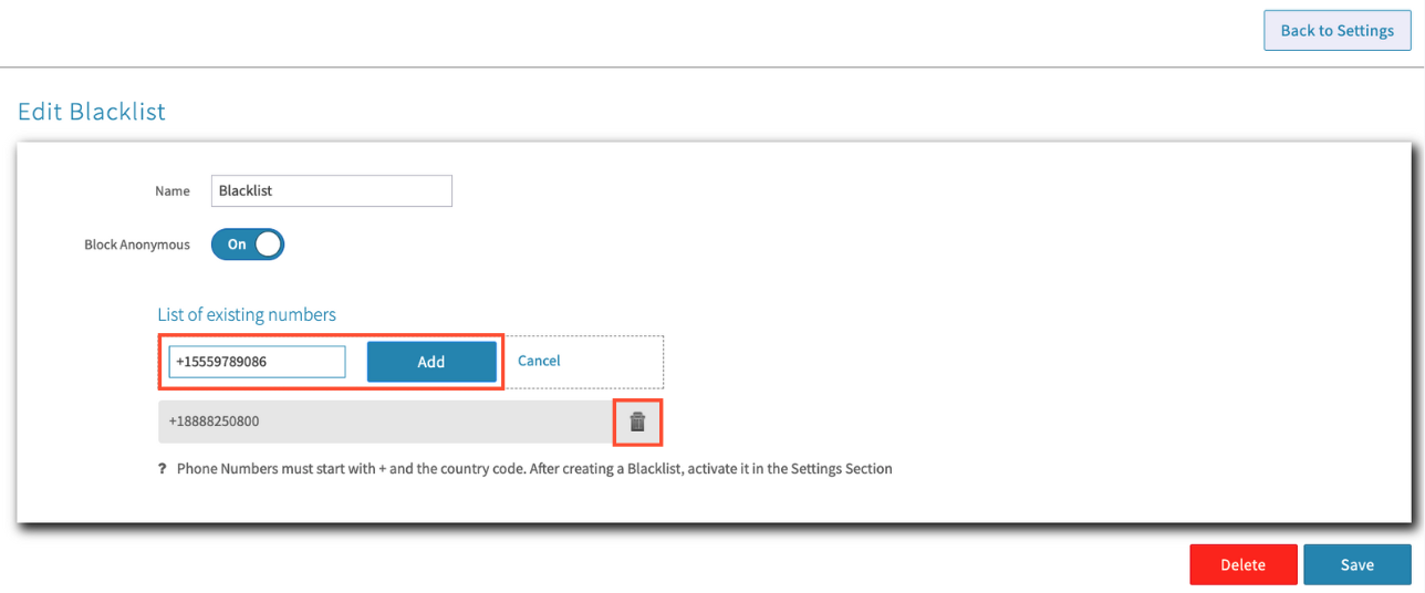 Editing an existing Blacklist