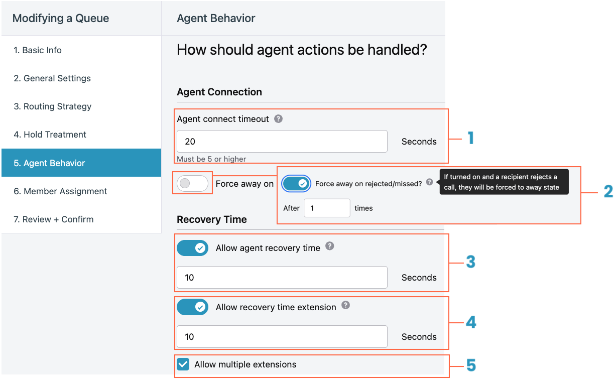 Set Agent Handling Options