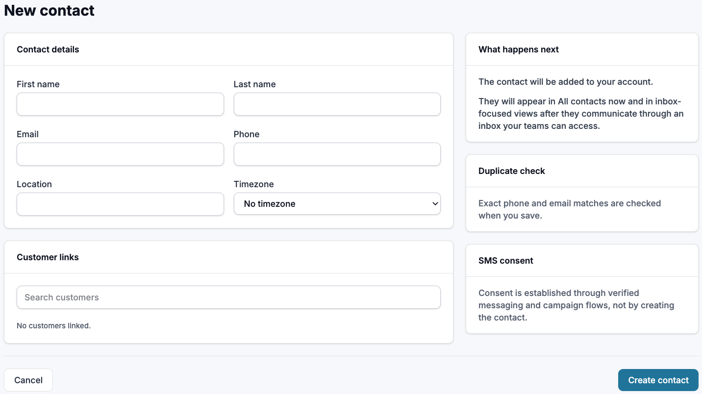 Adding a new contact/processing duplicates