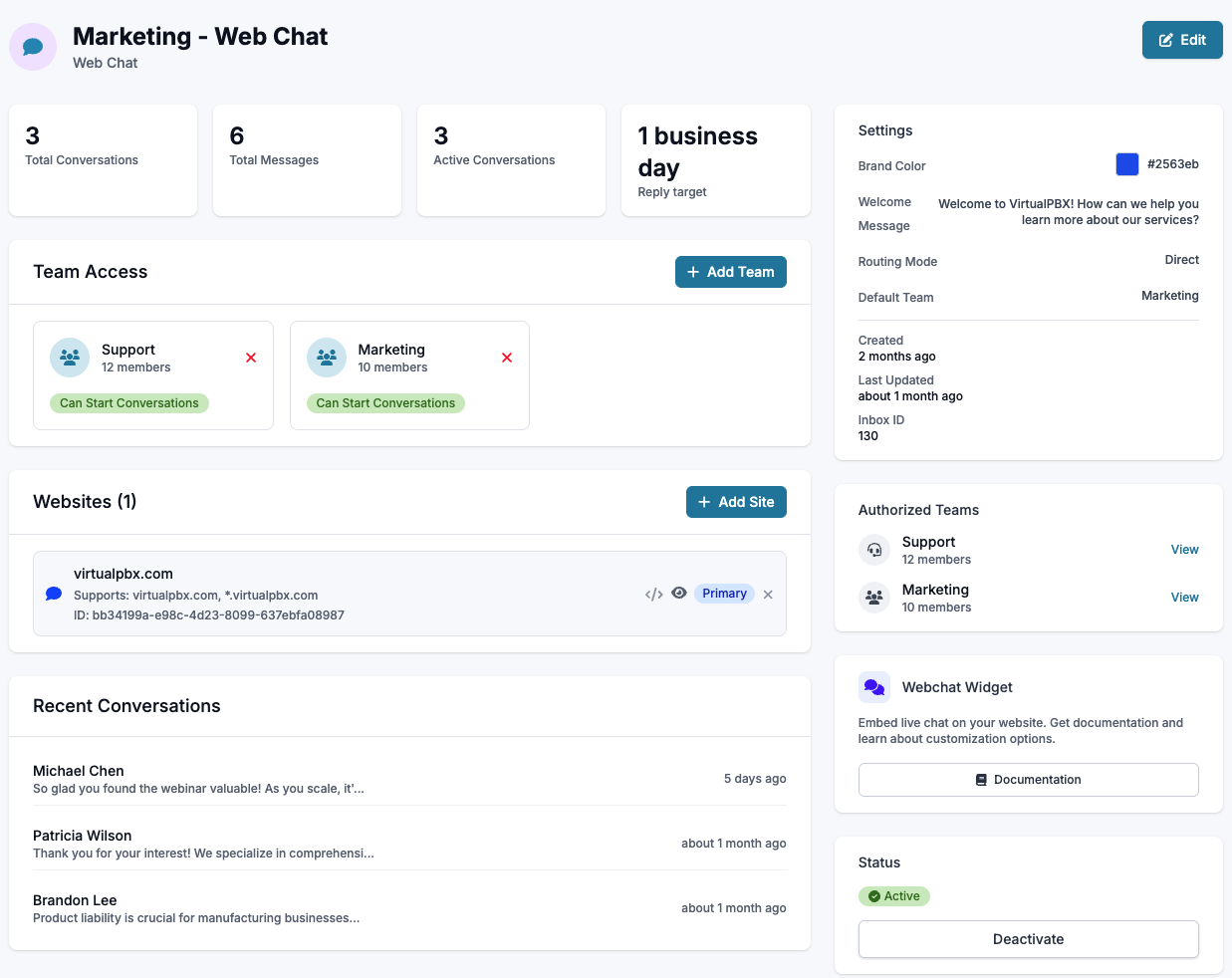 Web Chat (Features and Editing)