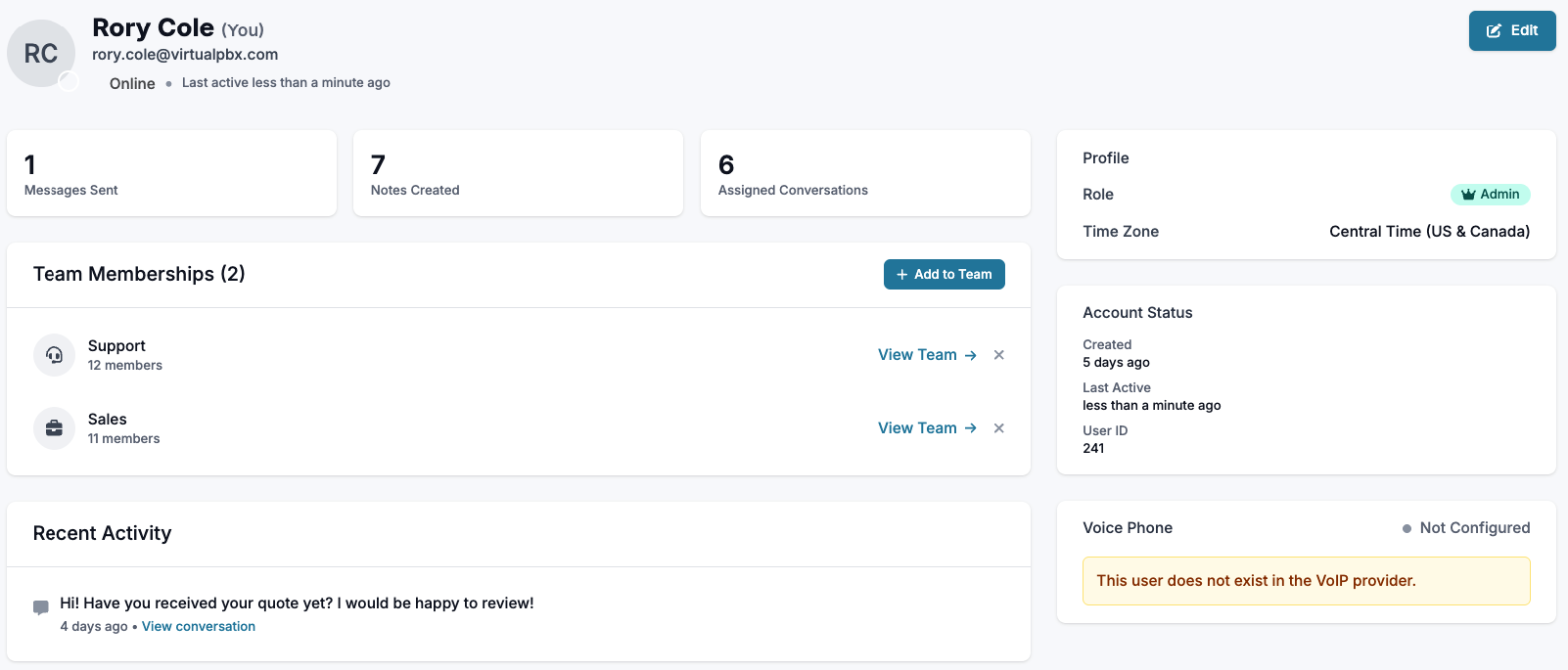 Edit Users - Assign to teams and other options