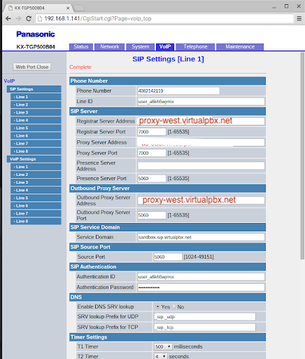 Provisioning Your Panasonic TGP 550/550/600