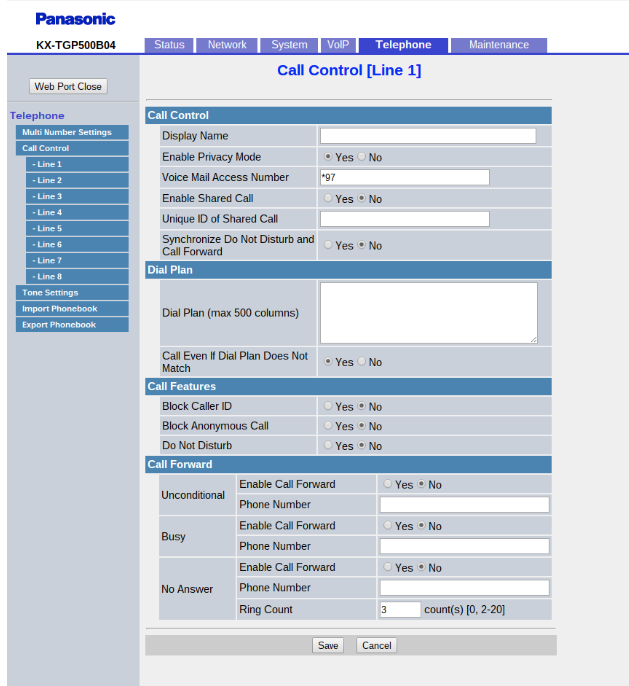 VoIP > SIP Settings > Line 1