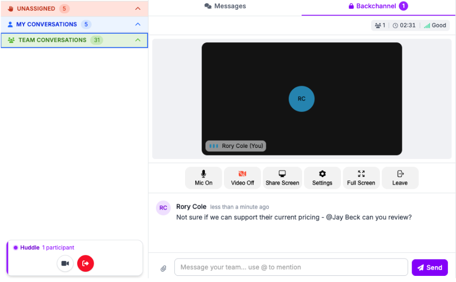 Options available on All Conversations