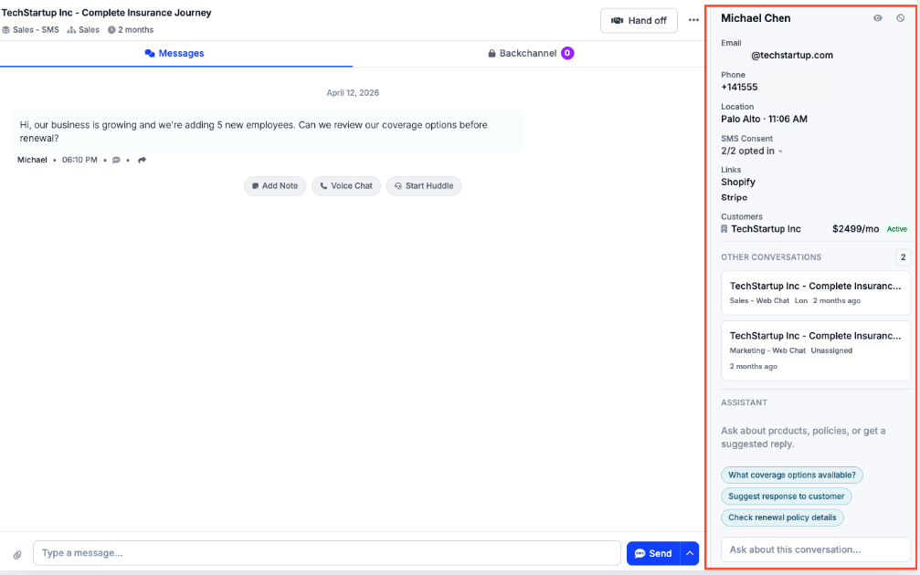 Customer Information on Conversations