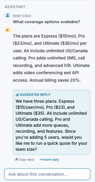 Customer Information on Conversations