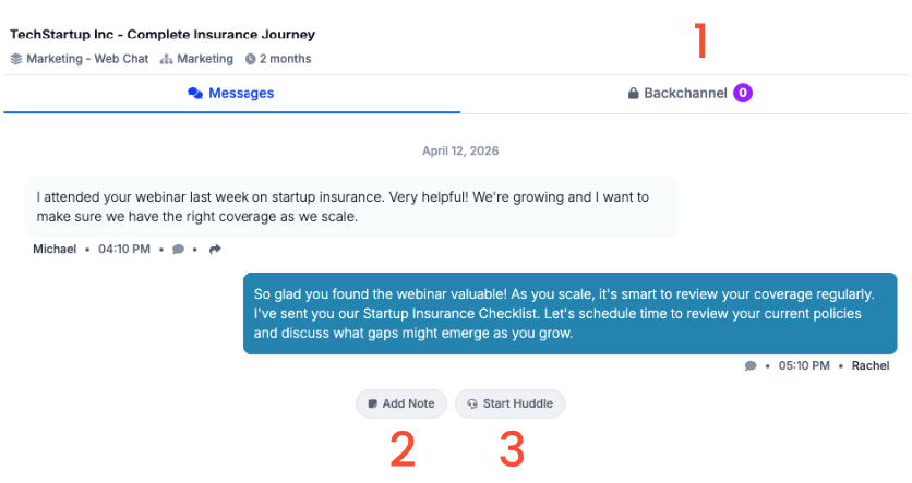 Options available on All Conversations