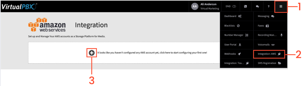 Linking AWS to VirtualPBX