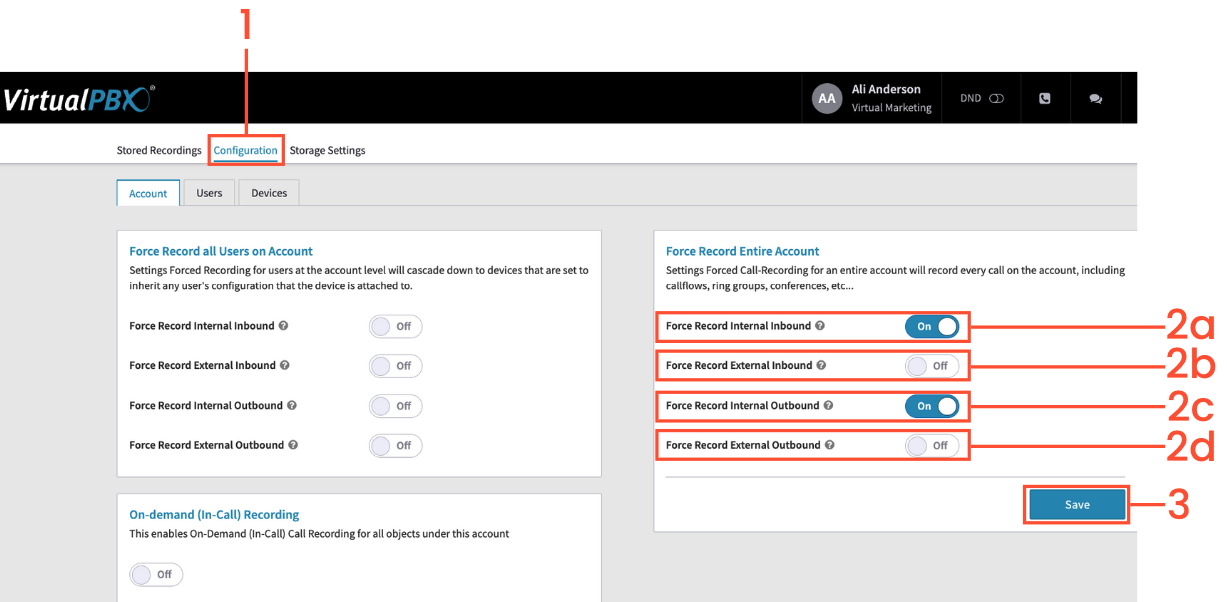 Configuring Call Recording Settings