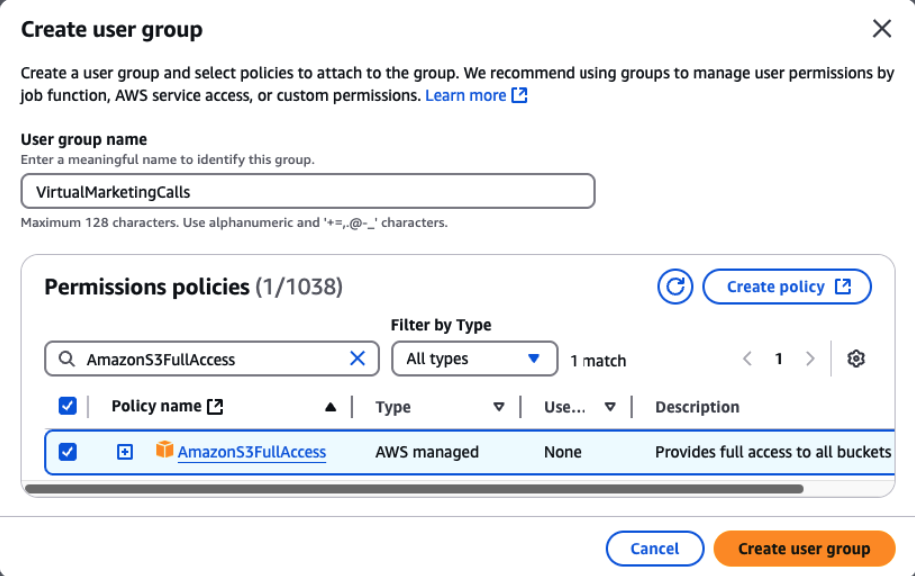 Creating a User and Group