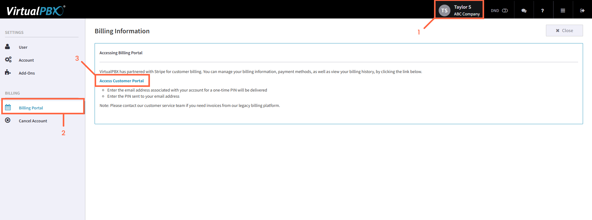 Update a VirtualPBX billing address