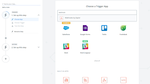 Configuring Zapier with a Webhook