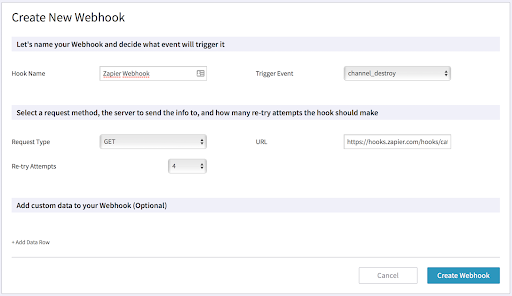 Configuring Zapier with a Webhook