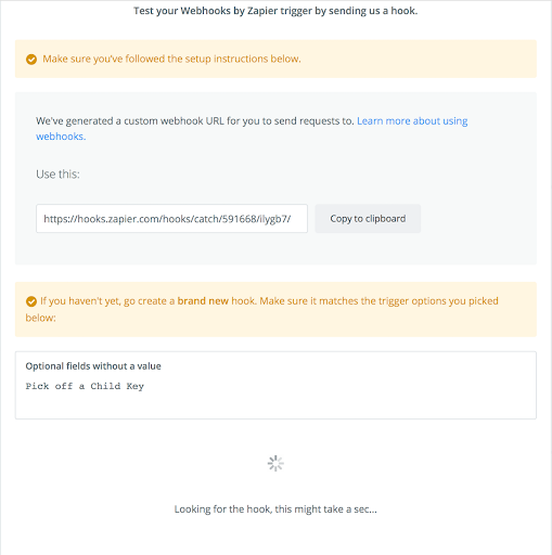 Configuring Zapier with a Webhook
